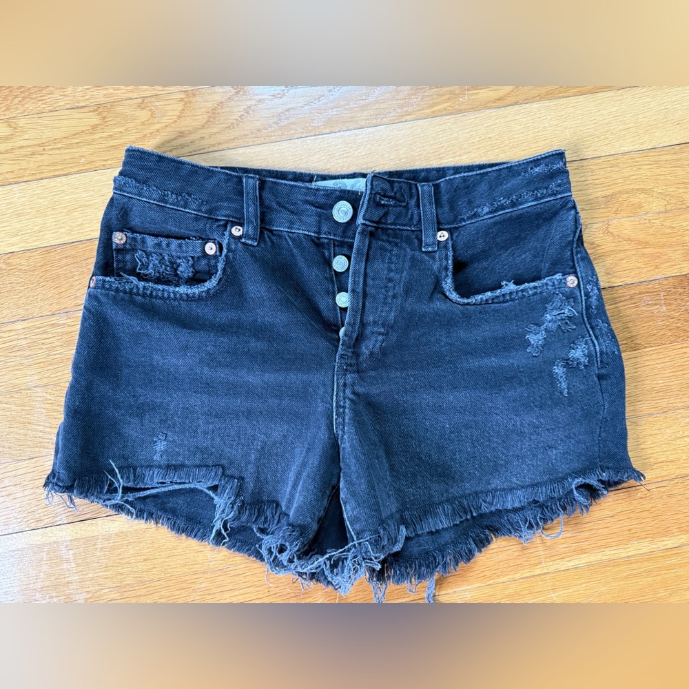 FREE PEOPLE Black Denim Shorts Size 26